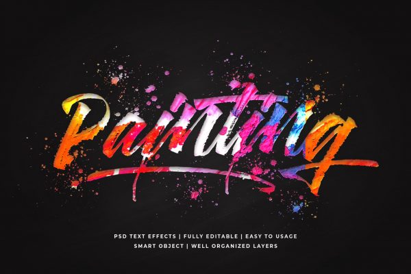 painting 3d text style effect mockup